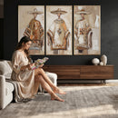 Mexican Folk Art Canvas Wall Art, Charro Poncho Sombrero Painting Print, Neutral Beige Boho Decor, Southwestern Impasto Style, Living Room Art by MyGreatCanvas | Canvas Wall Art Prints | Photo Prints & Wall Decor
