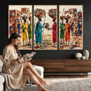 African Folk Art Canvas Wall Art, Colorful African Women Village Painting Print, Tribal Ethnic Home Decor, Vibrant African Art, Living Room by MyGreatCanvas | Canvas Wall Art Prints | Photo Prints & Wall Decor