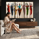 African Folk Art Canvas Wall Art, Colorful African Women Village Painting Print, Tribal Ethnic Home Decor, Vibrant African Art, Living Room