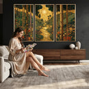 Gustav Klimt Style Forest Canvas Wall Art, Golden Forest Path Floral Art Nouveau Print, Enchanted Woodland Decor by MyGreatCanvas | Canvas Wall Art Prints | Photo Prints & Wall Decor