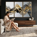 Black and Gold Abstract Wall Art, Modern Wave Canvas Print, Elegant Flowing Smoke Art, Luxury Living Room Decor by MyGreatCanvas | Canvas Wall Art Prints | Photo Prints & Wall Decor