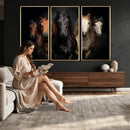 Horse Wall Art Canvas Print, Wild Horses Portrait Photography, Dramatic Equestrian Decor, Black Brown White Horse Herd, Rustic Ranch Art