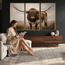 Texas Longhorn Wall Art Canvas Print – Brown Horned Bull