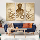 Sepia Octopus Wall Art Abstract Animal Canvas Print