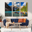Moraine Lake 3-Panel Wall Art, Majestic Mountain and Lake by MyGreatCanvas | Canvas Wall Art Prints | Photo Prints & Wall Decor