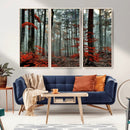Autumn Forest Wall Art – Enchanting Red Leaves Canvas Print,