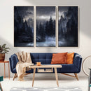 Night Landscape and Trees Wall Art Canvas Print
