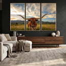 Texas Longhorn Canvas Wall Art – Majestic Triptych Animal by MyGreatCanvas | Canvas Wall Art Prints | Photo Prints & Wall Decor