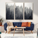 Misty Forest Canvas Wall Art – Monochrome Triptych Pine Tree by MyGreatCanvas | Canvas Wall Art Prints | Photo Prints & Wall Decor