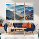 Misty Mountain Sunrise Triptych Canvas Print – Autumn