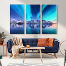 Northern Lights above Mountain Wall Art, Northern Lights
