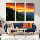 Forest Landscape Wall Art Sunset Canvas, Forest Sunset