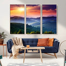 Sunset over Mountain Canvas Print, Forest Canvas Wall Art –