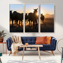 Horse Herd Wall Art Animal Canvas Print