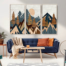 Abstract Wood Panel Effect Mountain Range Top Wall Art