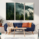Misty Forest Wall Art Premium Canvas Print a Foggy and