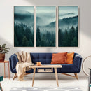 Captivating Misty Foggy Forest Wall Art Premium Canvas Print