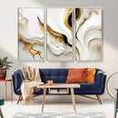 Gold Waves on Pure White Canvas – Gold Abstract Art for