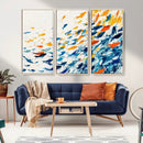 Abstract Fish Shoal Wall Art Canvas Print, Colorful Fish