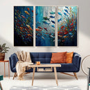 Modern Abstract Fish Shoal Wall Art Canvas Print, Colorful