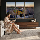 Dodger Stadium Sunset Game Triple Canvas Wall Art - Los