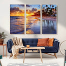 Serene Beach Sunset Wall Art Canvas- Coastal Seascape Print