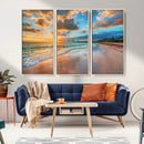 Serene Beach Sunset Wall Art | Coastal Ocean Canvas Print |