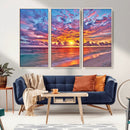 Vibrant Sunset Beach Wall Art - Ocean Sunset Canvas Print |