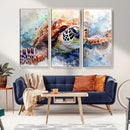Watercolor Sea Turtle Wall Art Canvas Print - Vibrant Ocean
