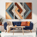 Geometric Wood Art Wall Decor Canvas Print, Rustic Wooden