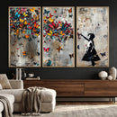 Banksy Wall Art - Banksy Girl and Butterfly Explosion Wall