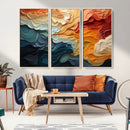 Blue Orange Abstract Wave Wall Art Canvas Print, Framed Blue