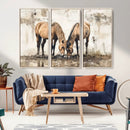 Vintage Horses Wall Art | Ready to Hang and Framed Triptych by MyGreatCanvas | Canvas Wall Art Prints | Photo Prints & Wall Decor