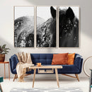 Black Horse in Snow Canvas Print | Winter Horse Wall Art |