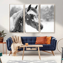 Black Horse Winter Wall Art | Ready to Hang and Framed |