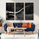 Cow Longhorn Wall Art | Black and White Print | Ready to by MyGreatCanvas | Canvas Wall Art Prints | Photo Prints & Wall Decor