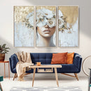 Golden Petal Wall Art - Canvas Print Flower Head Woman