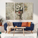 Abstract Floral Women Patel Wall Art Canvas Print