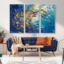 Colorful Swirling Fish School Wall Art Canvas Print |