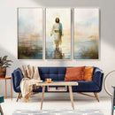 Framed Jesus Walking on Water Wall Art - 3-Panel Christian