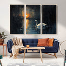 Abstract Swan on Water Wall Art Canvas Print - Elegant
