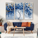 Blue and Gold Abstract Tree Wall Art Canvas Print | Modern