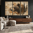 Rustic Grizzly Bear Wall Art, Abstract Grizzly 399 Bear Wall