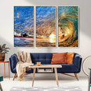 Ocean Wave at Sunset Canvas Wall Art – Vibrant Coastal Beach