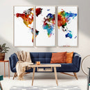 Colorful World Map Canvas Wall Art Print, Contemporary
