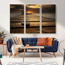 Stones on Wooden Pier at Sunset Canvas Print, Serene Coastal by MyGreatCanvas | Canvas Wall Art Prints | Photo Prints & Wall Decor