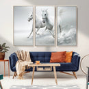 Large Wall Art Canvas Print – Beautiful Running White Horses