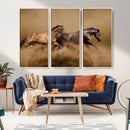 Large Wall Art Canvas Print – Two Running Brown Horses