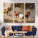 Large Wall Art 5 Horses Running on Sand Canvas Print