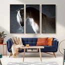 Large Wall Art Cream Colored Horse on Grey Background Canvas